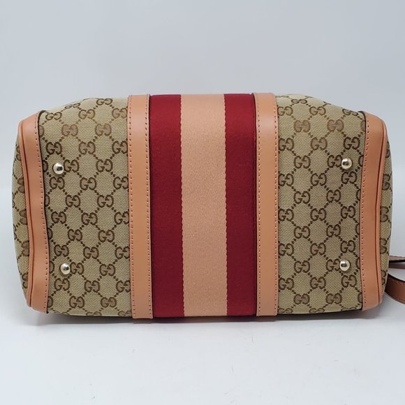 100% Auth Gucci Vintage Boston Canvas Satchel Bag - Picture 8 of 16